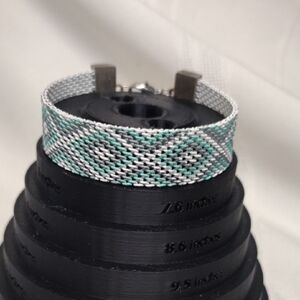 Metal Mesh Woven Bracelet with Geometric Pattern